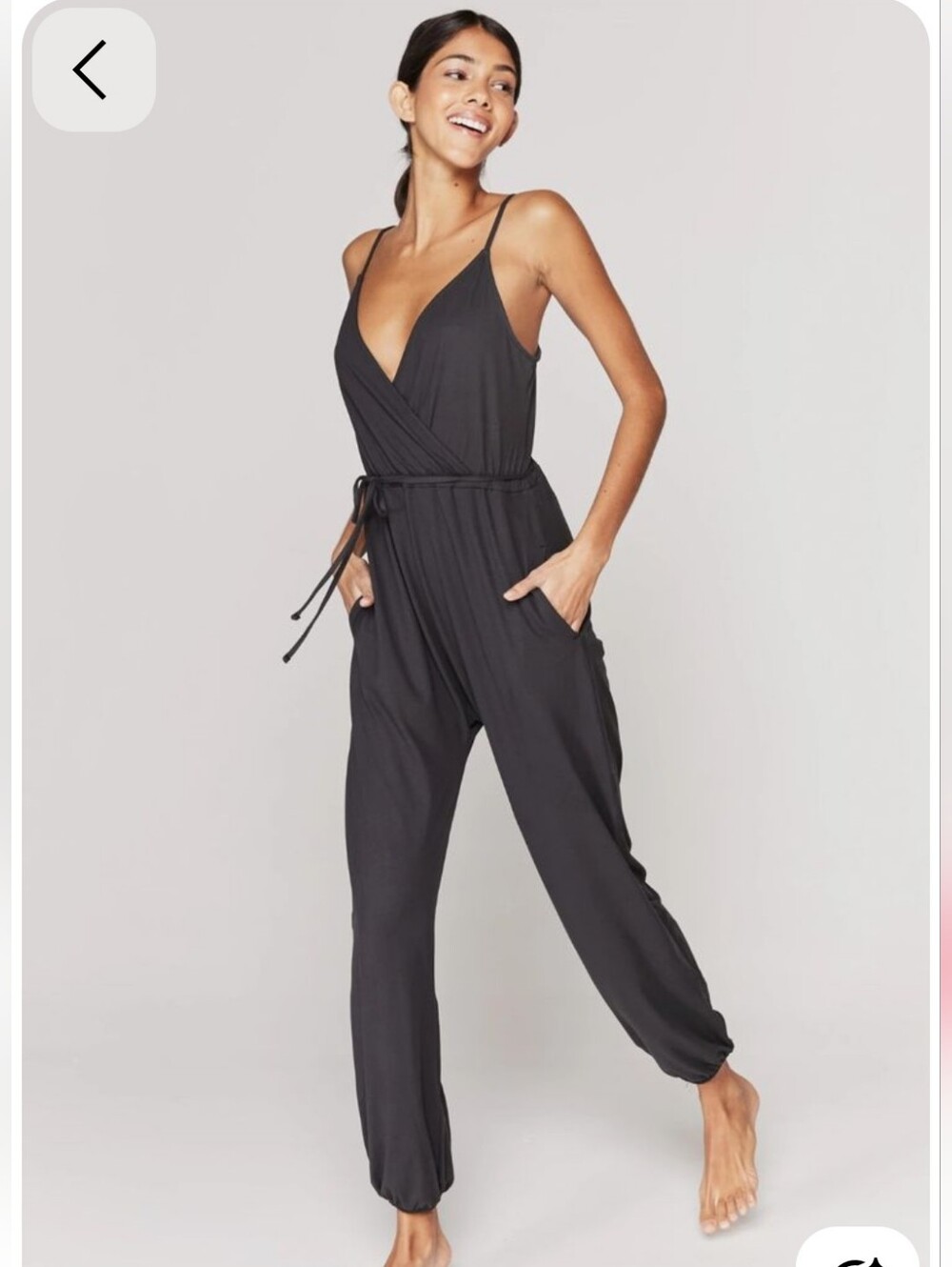 Spiritual Gangster Charcoal Halter Wrap Jumpsuit - Picture 2 of 10